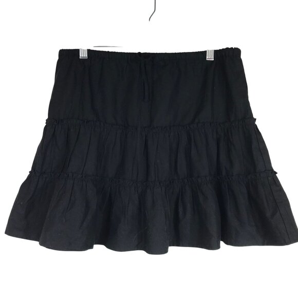 SUNDAY BEST - WOMENS SMALL - BLACK ELASTIC WAIST FIT & FLARE RUFFLE COTTON SKIRT - Picture 1 of 8